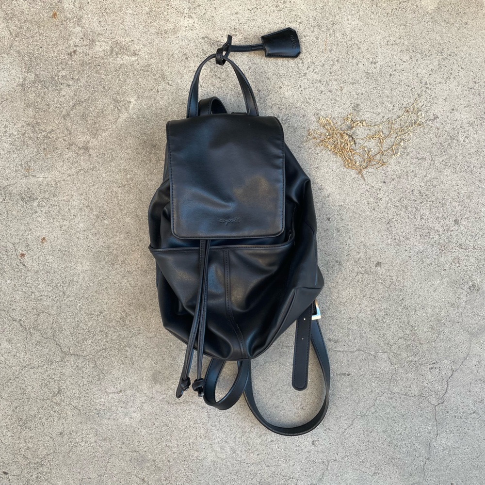 Vintage. Esprit. Black Vegan Leather Backpack